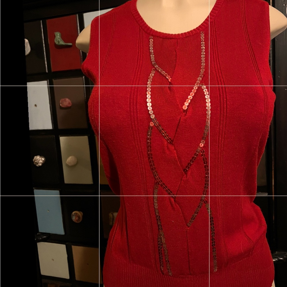 Apostrophe Red Knit Sweater Tank